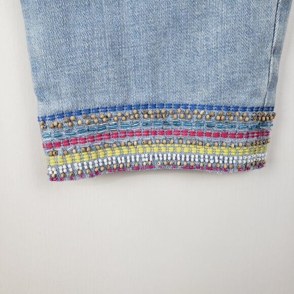 Chicos NWT So Slimming Girlfriend Crop Jeans 00 XS Beaded Hem Slim Leg - Picture 4 of 9